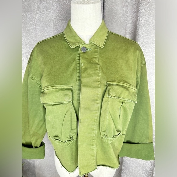 BOYISH Women’s The Camden Denim Cropped Utility Jacket Army Green Sz XS - Picture 4 of 16